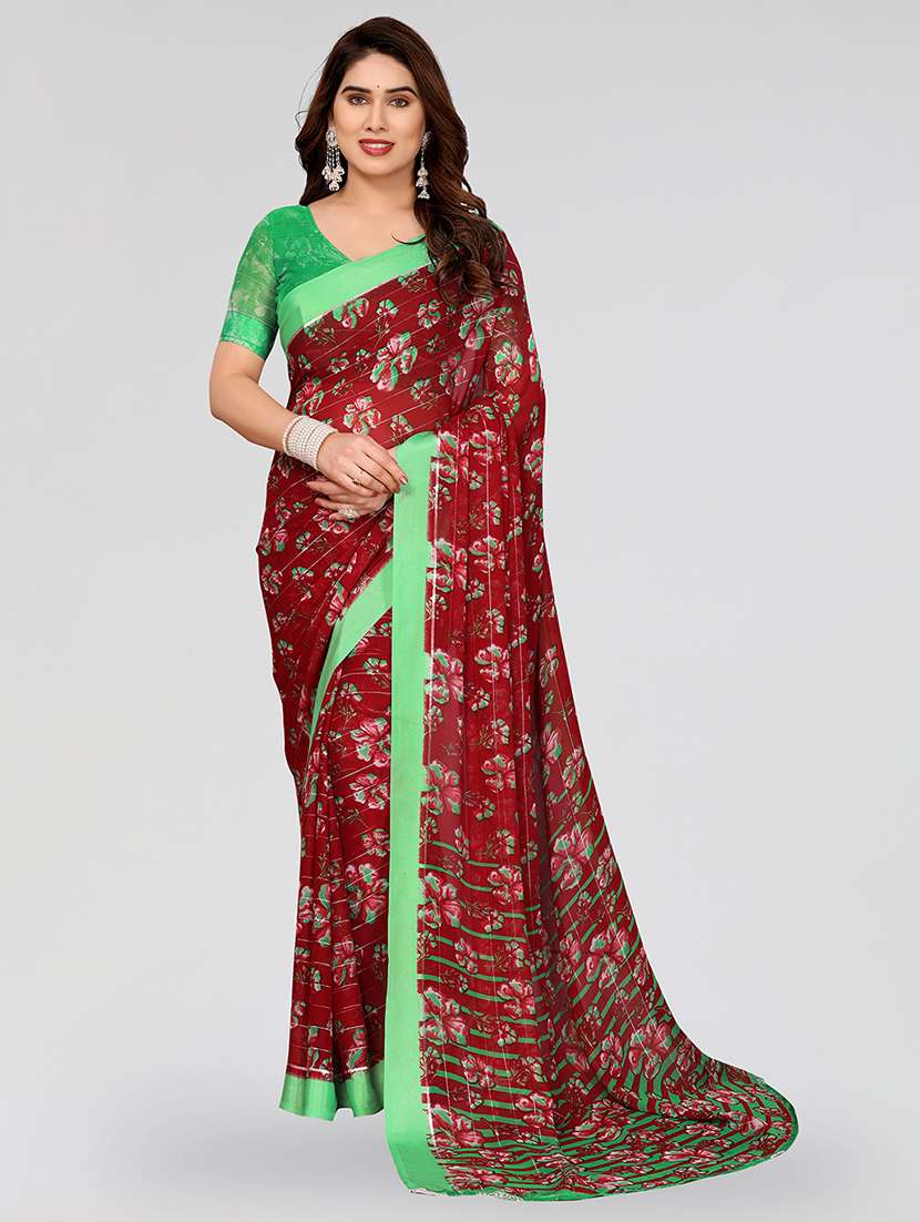women printed casual wear saree with blouse