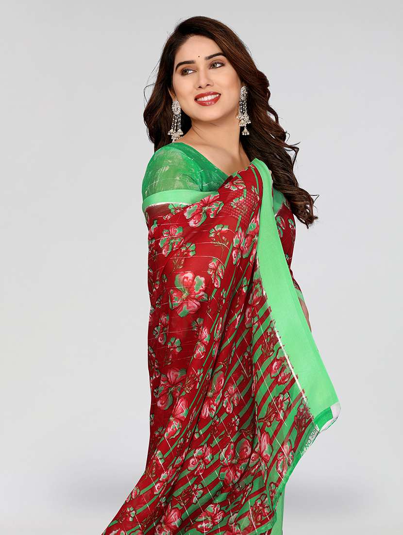 women printed casual wear saree with blouse - 22067925 -  Standard Image - 5