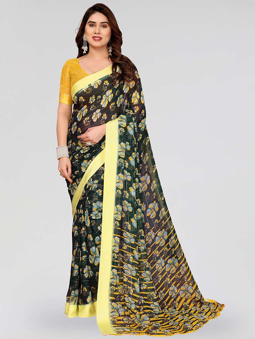 women printed casual wear saree with blouse