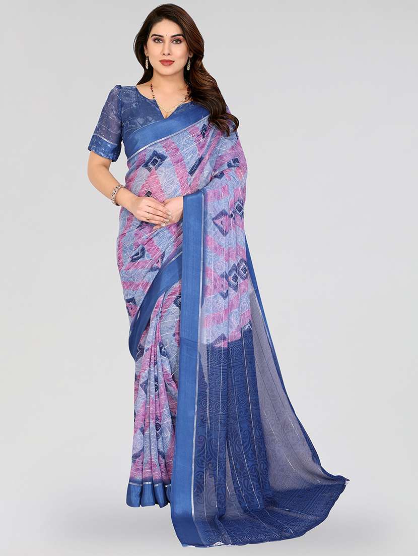 women printed casual wear saree with blouse