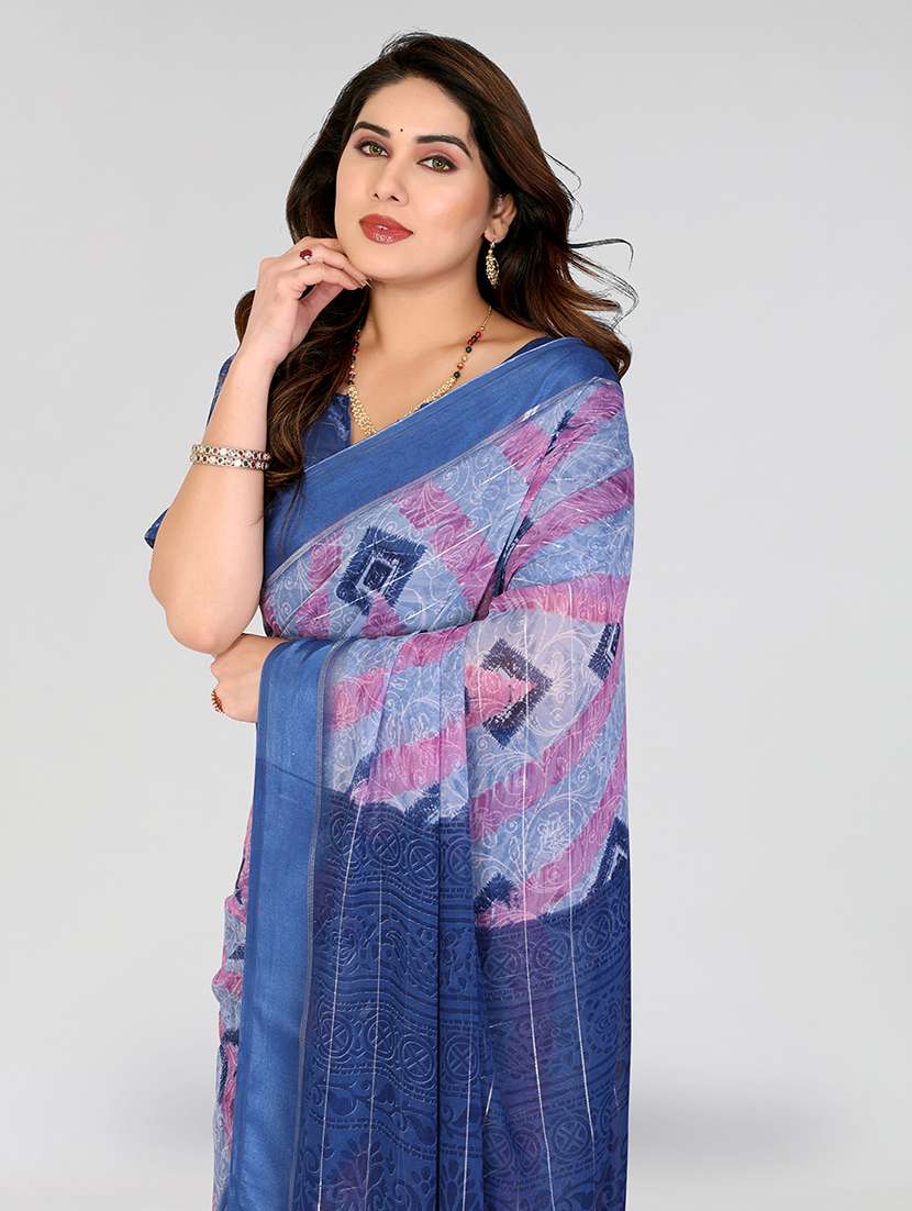 women printed casual wear saree with blouse - 22067932 -  Standard Image - 3