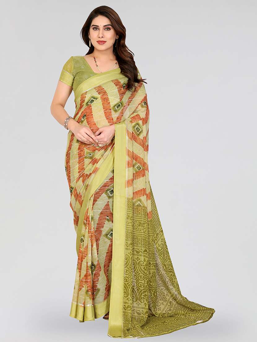 women printed casual wear saree with blouse
