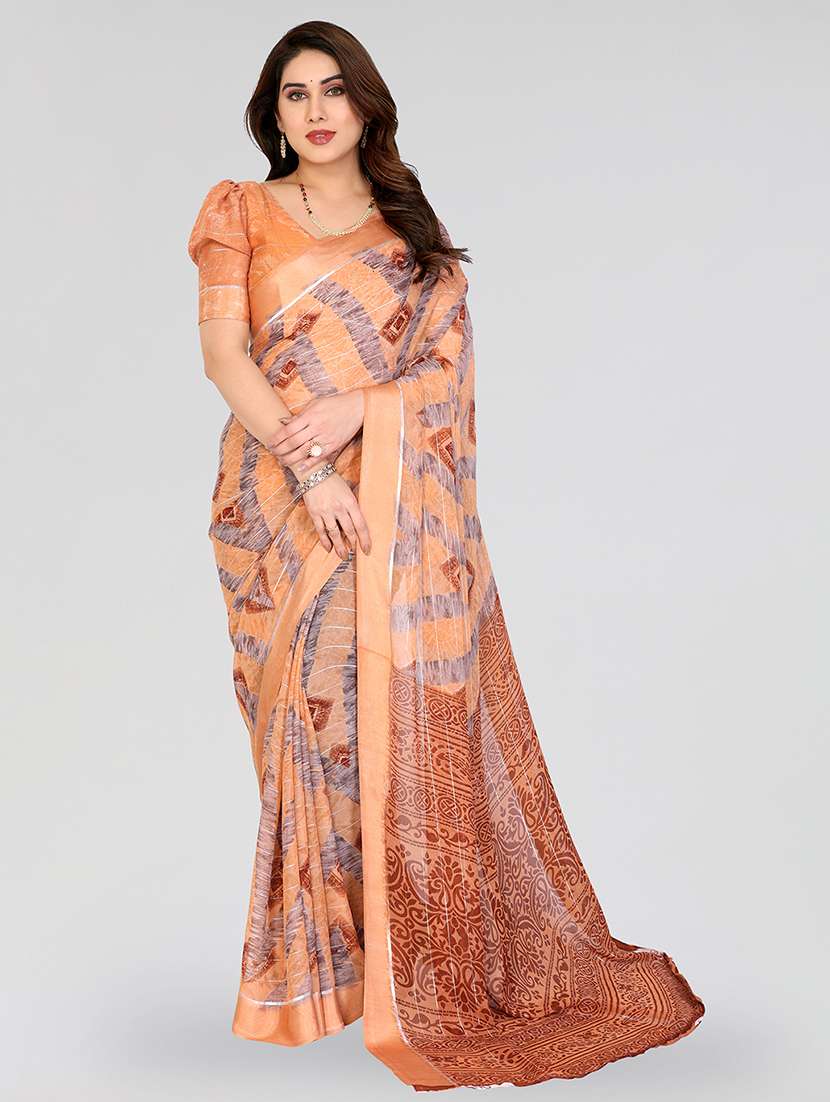 women printed casual wear saree with blouse