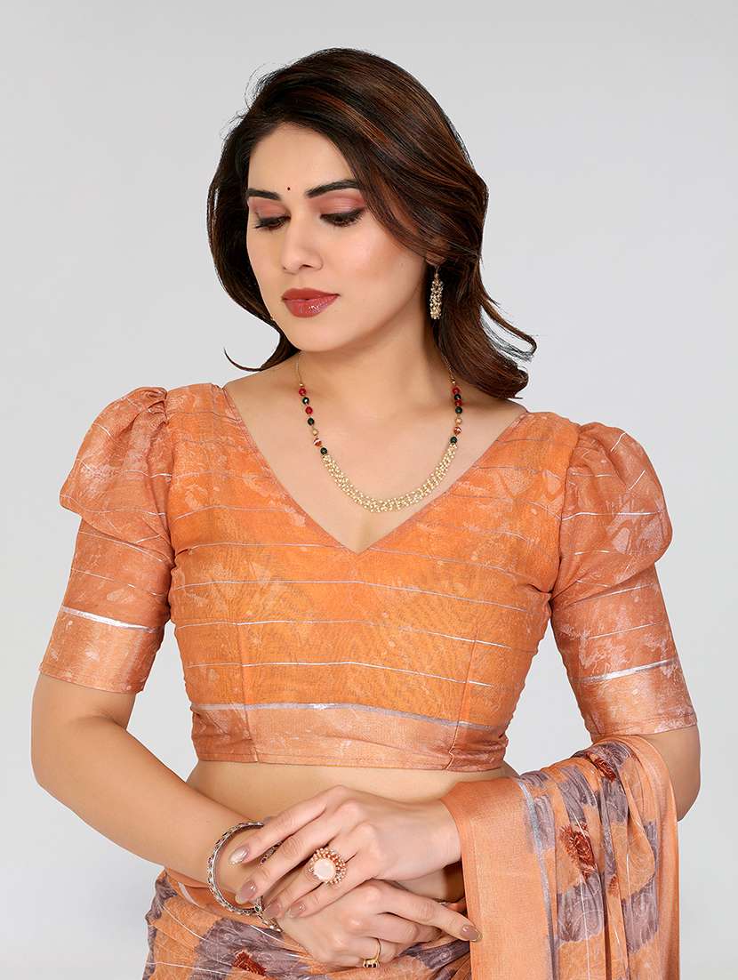 women printed casual wear saree with blouse - 22067935 -  Standard Image - 5