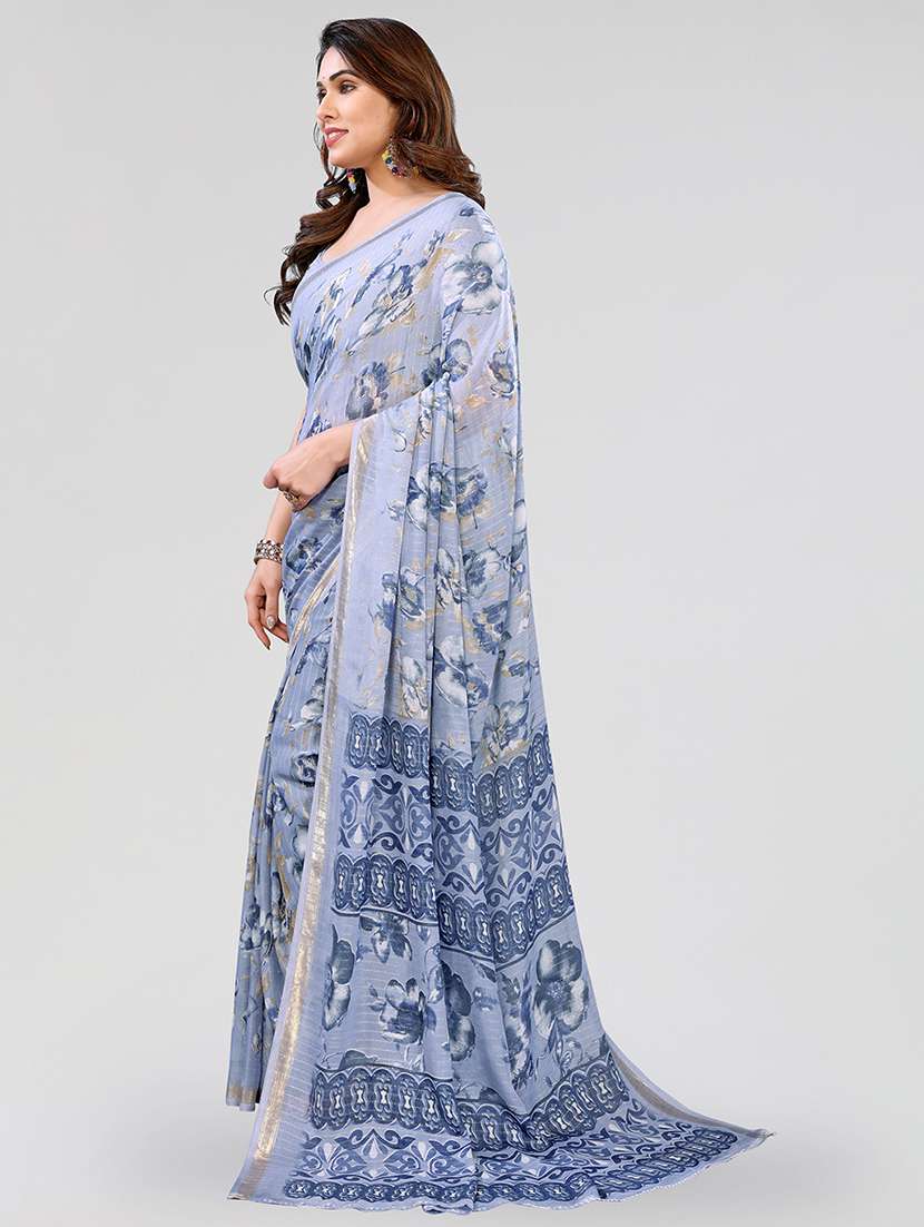 women printed casual wear saree with blouse - 22067936 -  Standard Image - 3