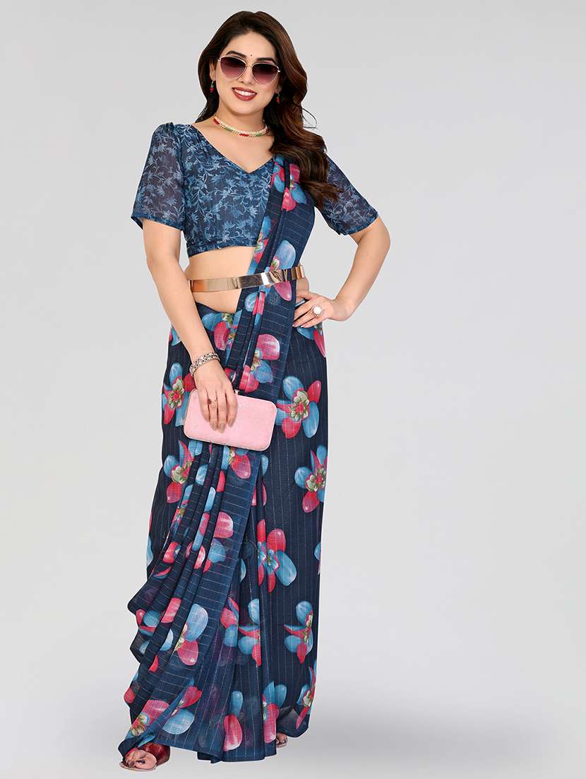 women printed casual wear saree with blouse - 22067944 -  Standard Image - 3