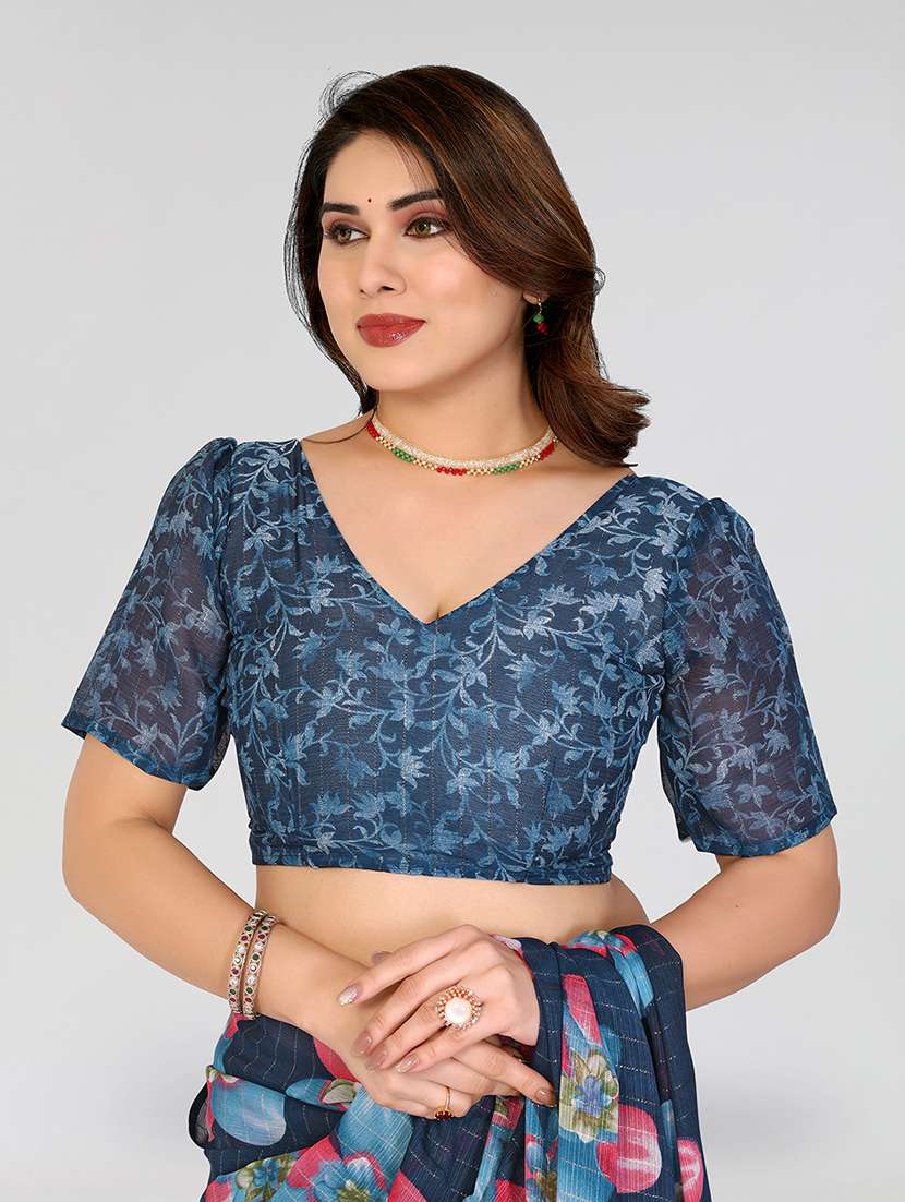 women printed casual wear saree with blouse - 22067944 -  Standard Image - 5