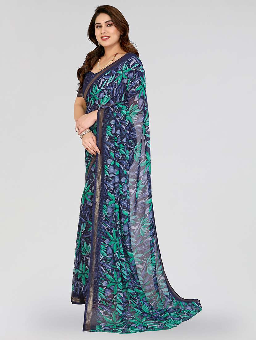 women printed casual wear saree with blouse - 22067952 -  Standard Image - 3