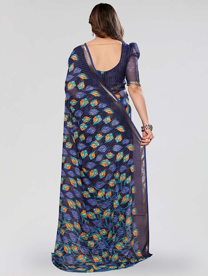 women printed casual wear saree with blouse - 22067956 -  Standard Image - 3