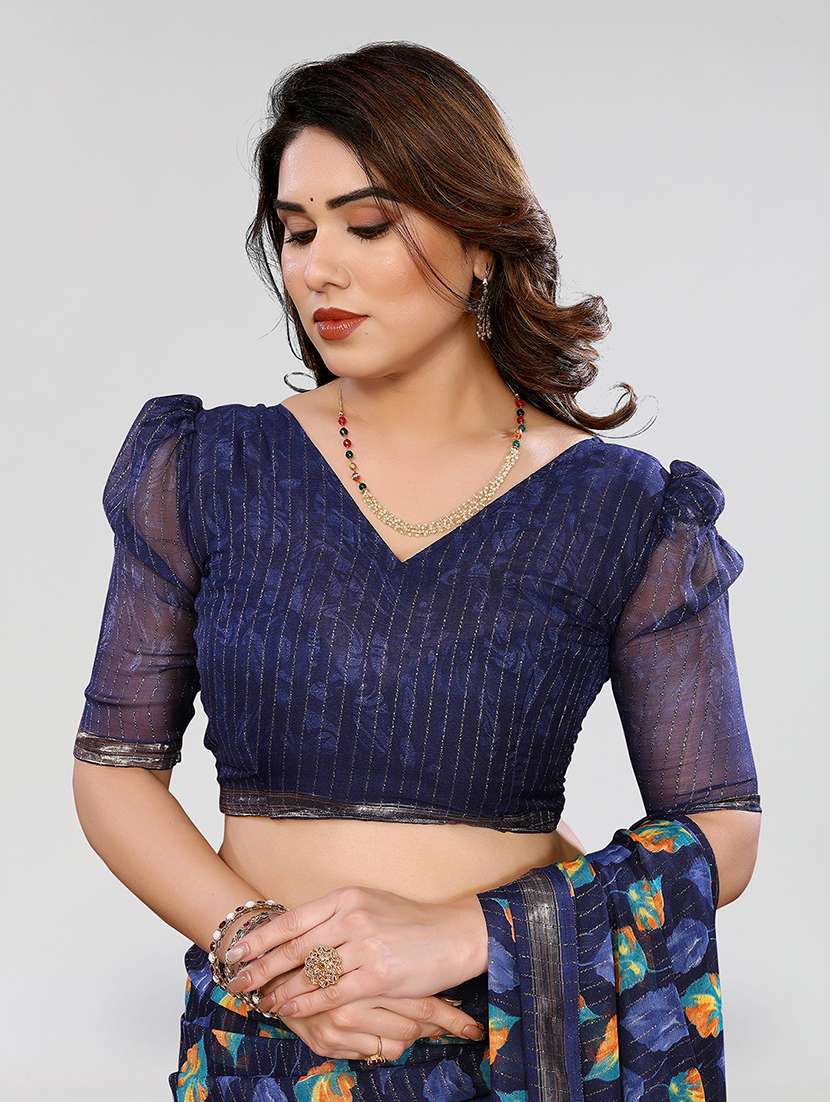 women printed casual wear saree with blouse - 22067956 -  Standard Image - 5