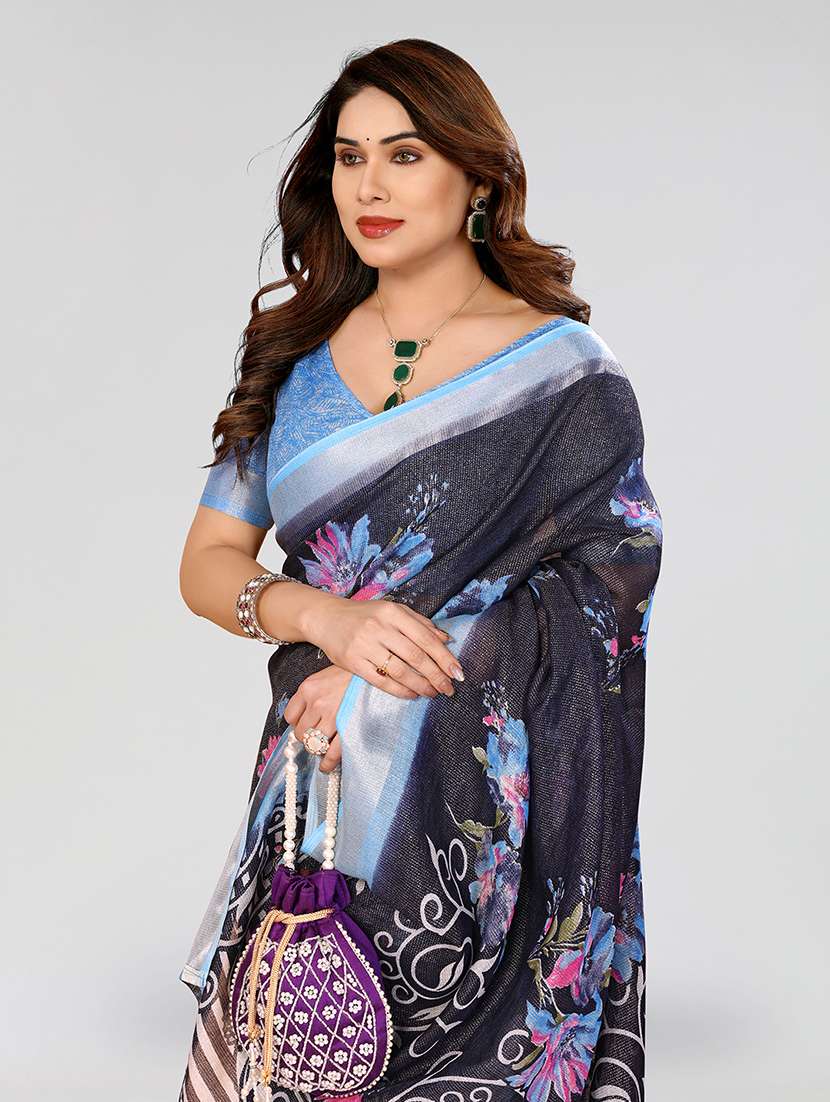 women printed casual wear saree with blouse - 22067964 -  Standard Image - 5
