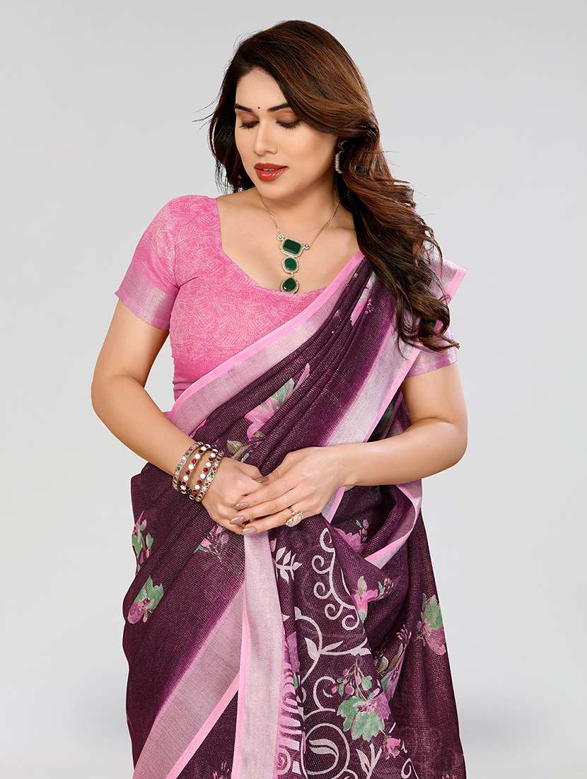 women printed casual wear saree with blouse - 22067966 -  Standard Image - 5