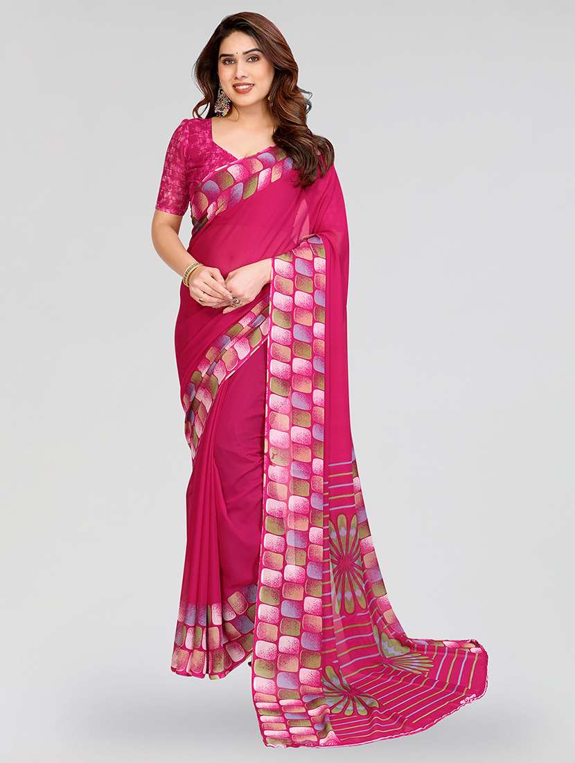 women printed casual wear saree with blouse