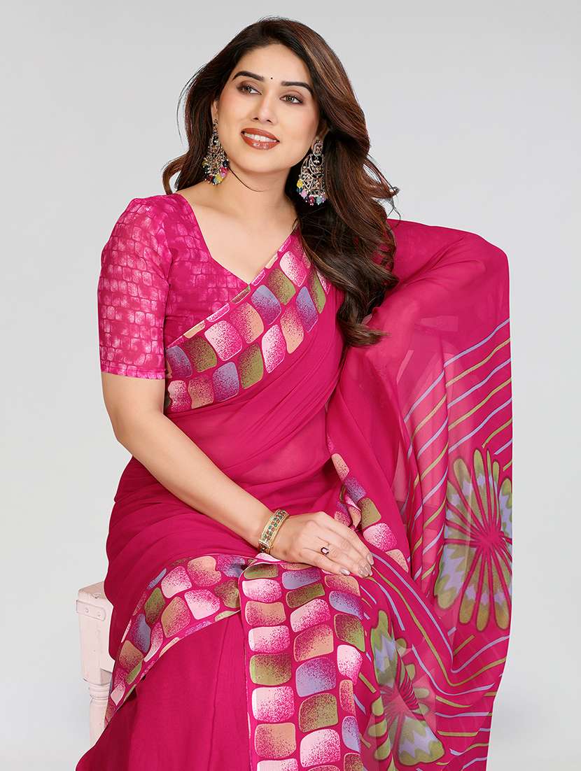 women printed casual wear saree with blouse - 22067991 -  Standard Image - 3