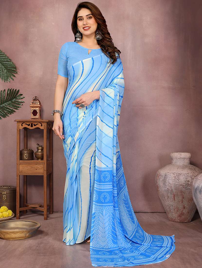 women printed casual wear saree with blouse