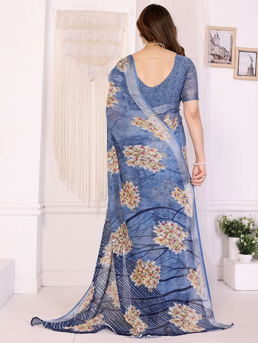 women printed casual wear saree with blouse - 22068073 -  Standard Image - 3