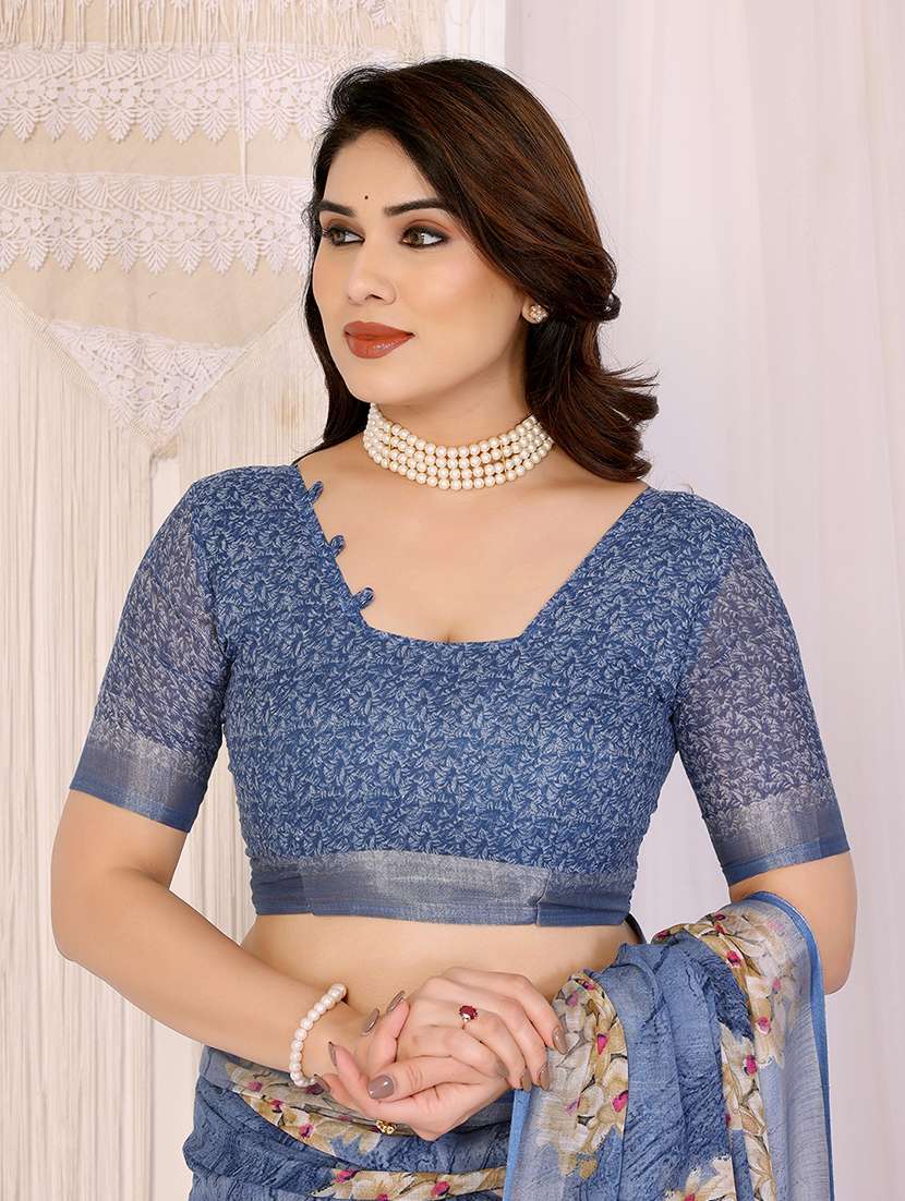 women printed casual wear saree with blouse - 22068073 -  Standard Image - 5