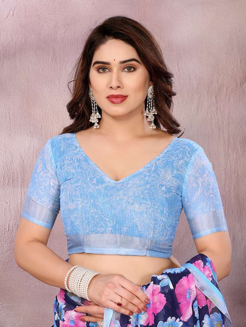 women printed casual wear saree with blouse - 22068079 -  Standard Image - 5