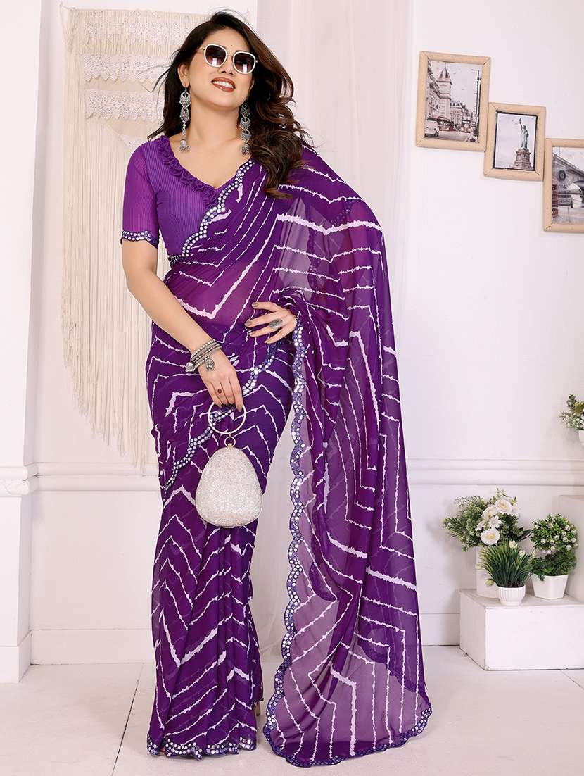 women printed casual wear saree with blouse