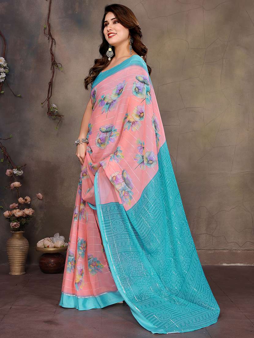 women printed casual wear saree with blouse - 22068088 -  Standard Image - 3