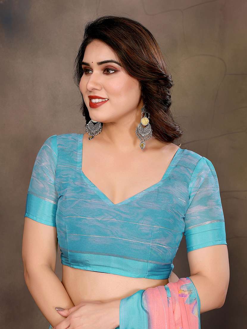 women printed casual wear saree with blouse - 22068088 -  Standard Image - 5