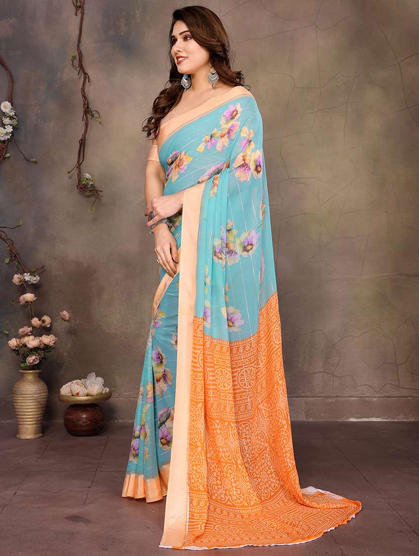 women printed casual wear saree with blouse - 22068089 -  Standard Image - 3