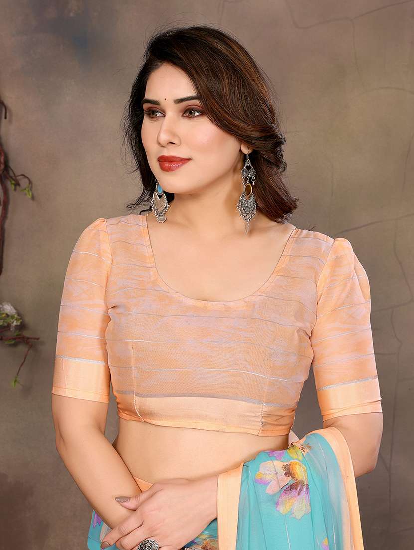 women printed casual wear saree with blouse - 22068089 -  Standard Image - 5