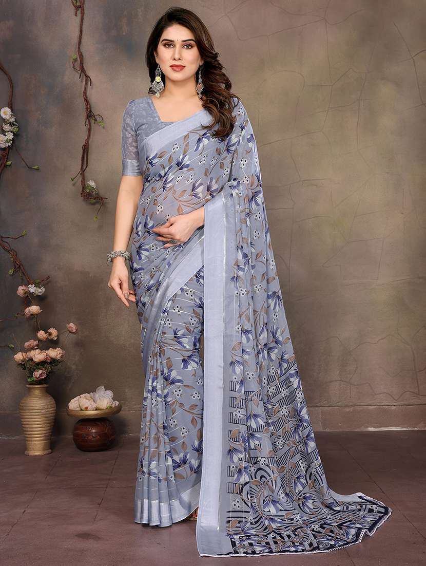 women printed casual wear saree with blouse - 22068090 - Zoom Image - 0