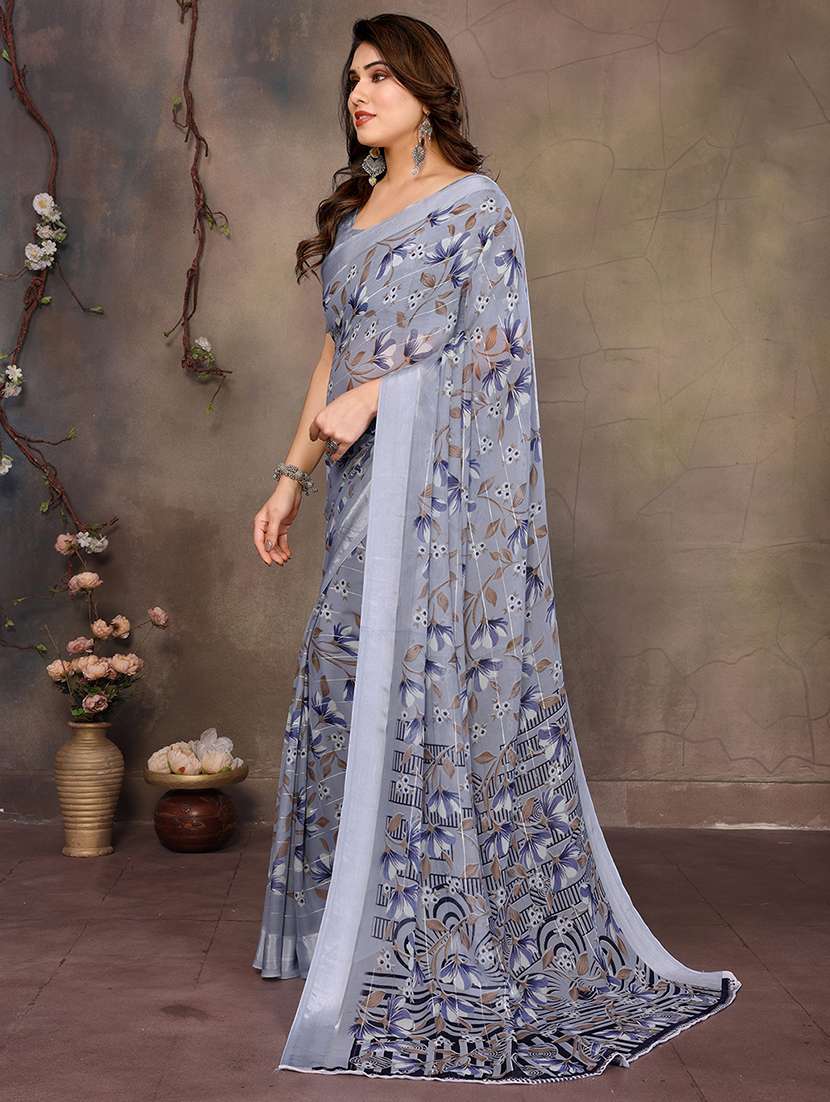 women printed casual wear saree with blouse - 22068090 - Standard Image - 3