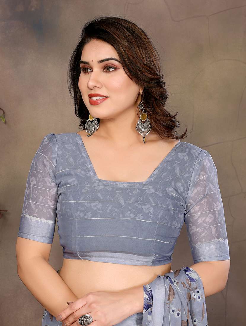 women printed casual wear saree with blouse - 22068090 - Standard Image - 5