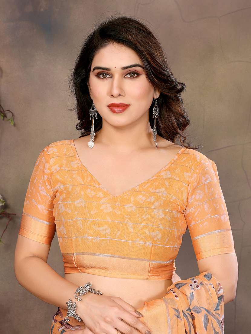 women printed casual wear saree with blouse - 22068094 - Standard Image - 5