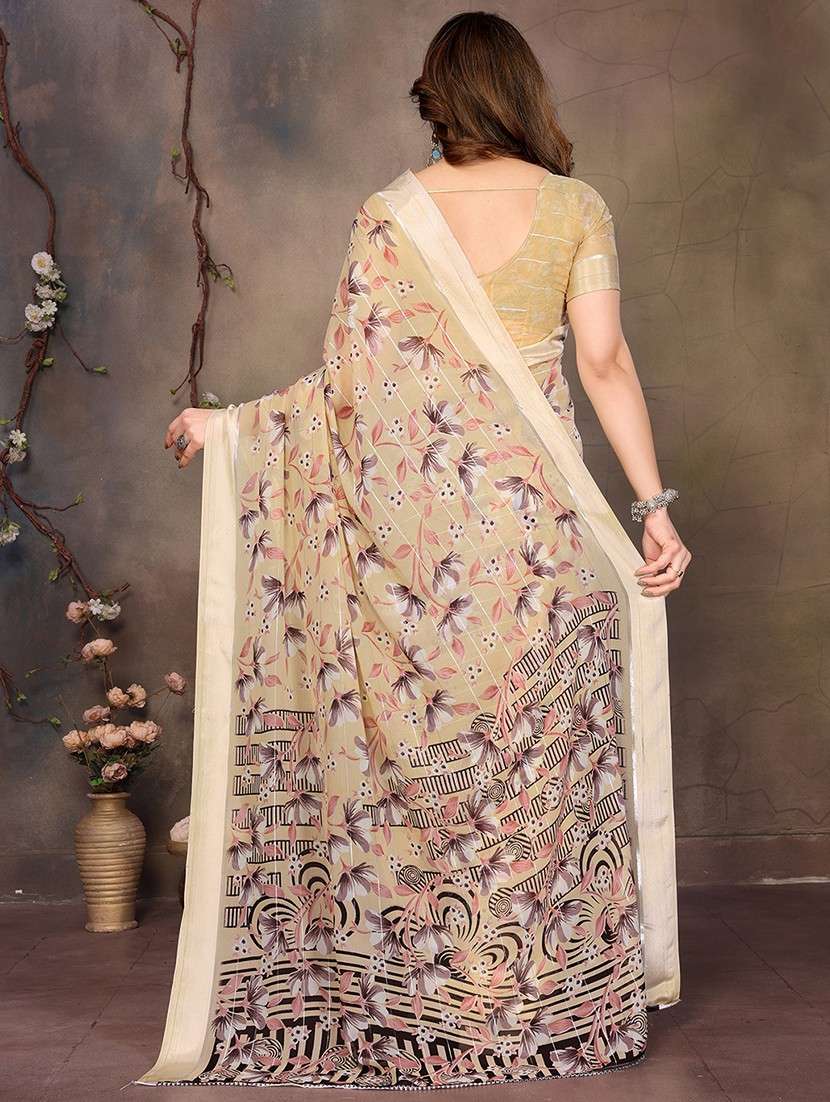 women printed casual wear saree with blouse - 22068097 - Standard Image - 3