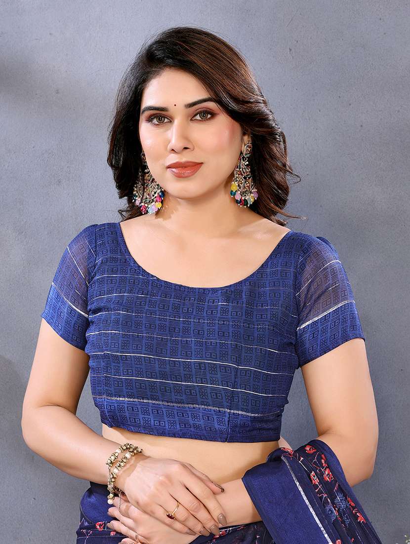 women printed casual wear saree with blouse - 22068098 -  Standard Image - 5