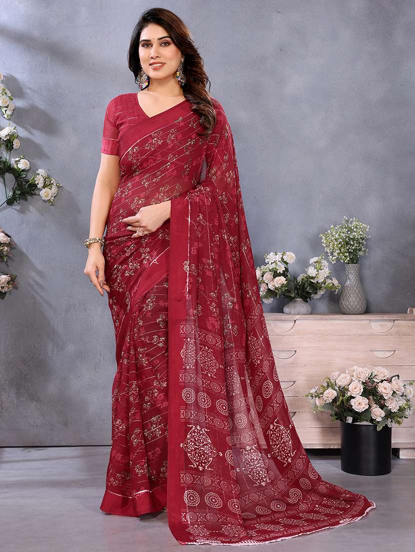 women printed casual wear saree with blouse