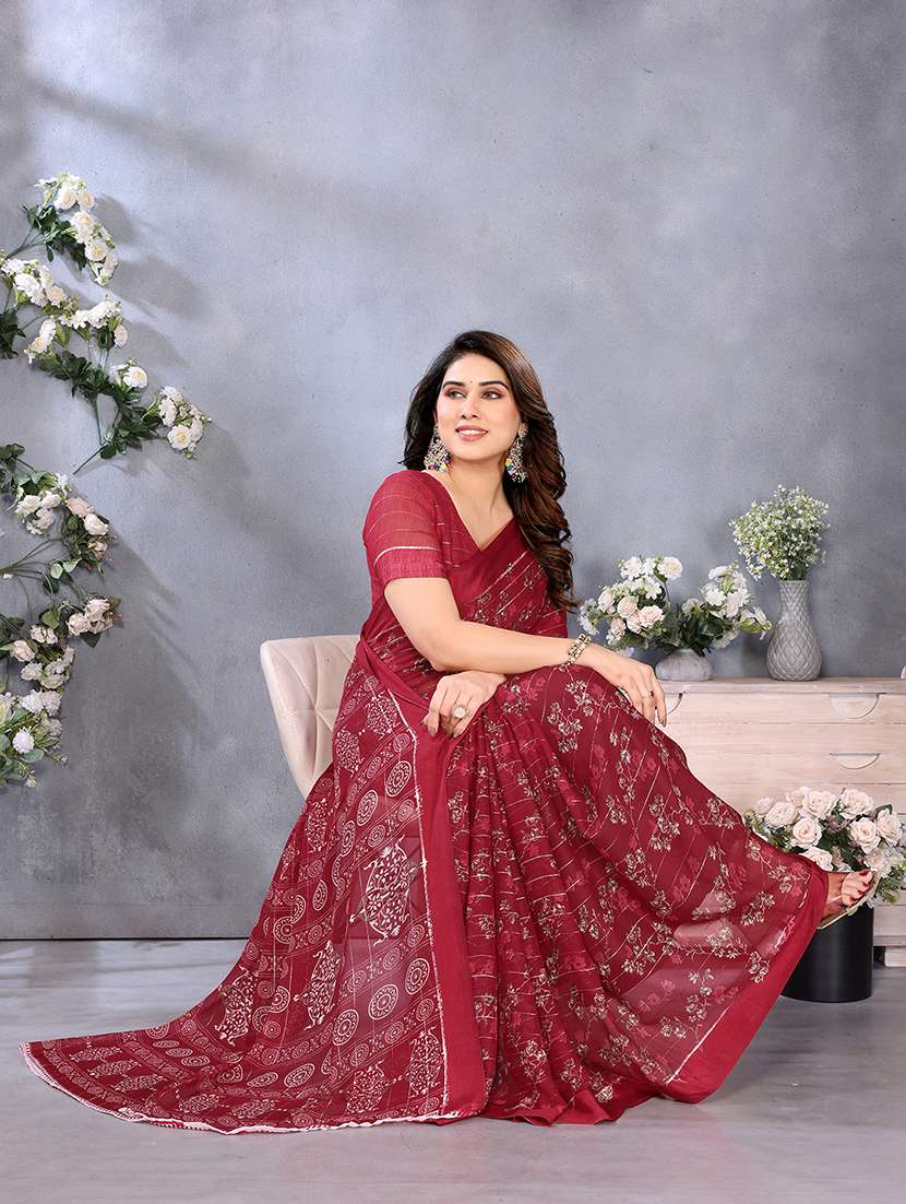 women printed casual wear saree with blouse - 22068099 -  Standard Image - 3