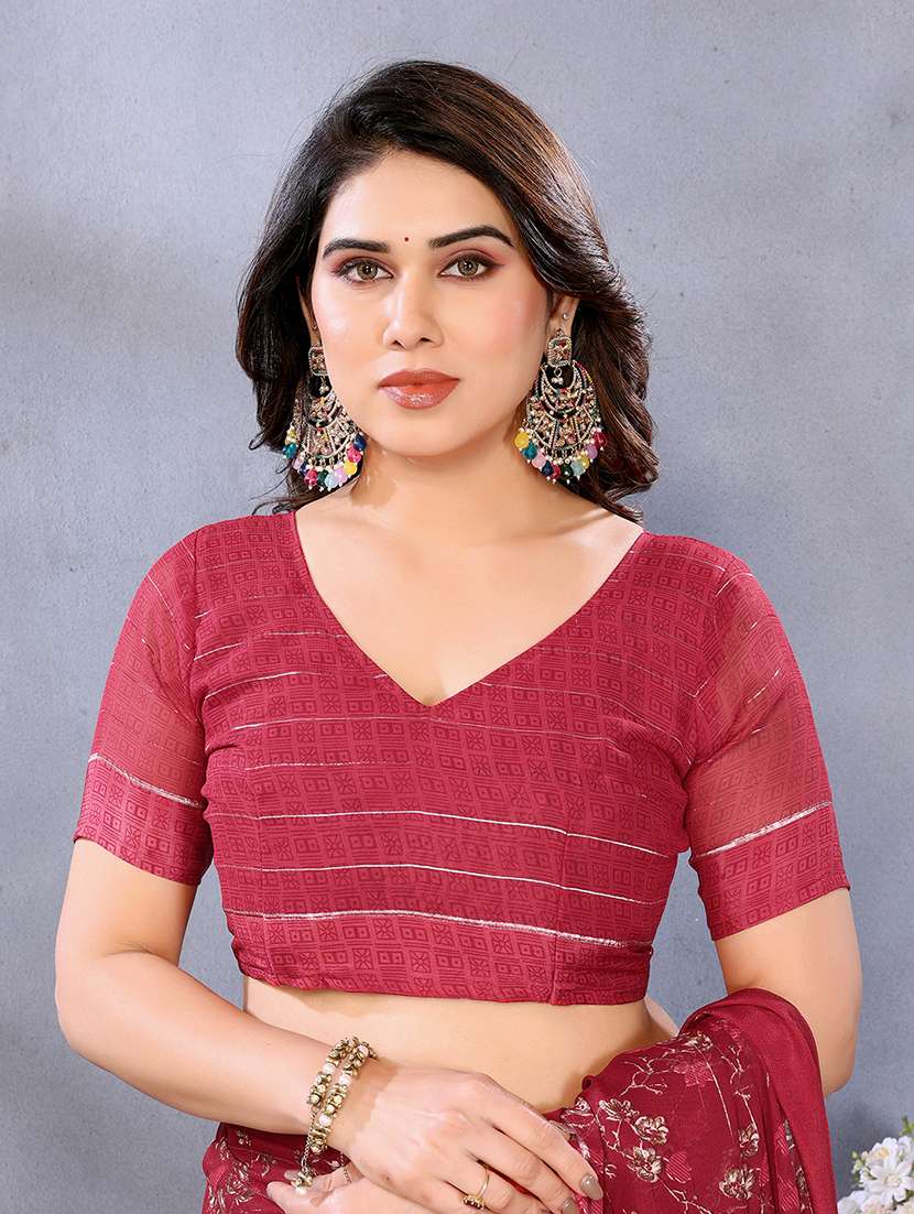 women printed casual wear saree with blouse - 22068099 -  Standard Image - 5