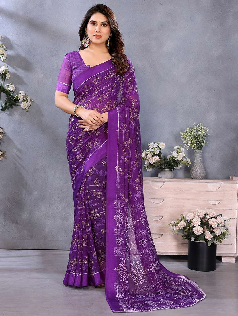 women printed casual wear saree with blouse