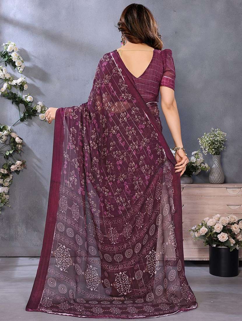 women printed casual wear saree with blouse - 22068102 -  Standard Image - 3