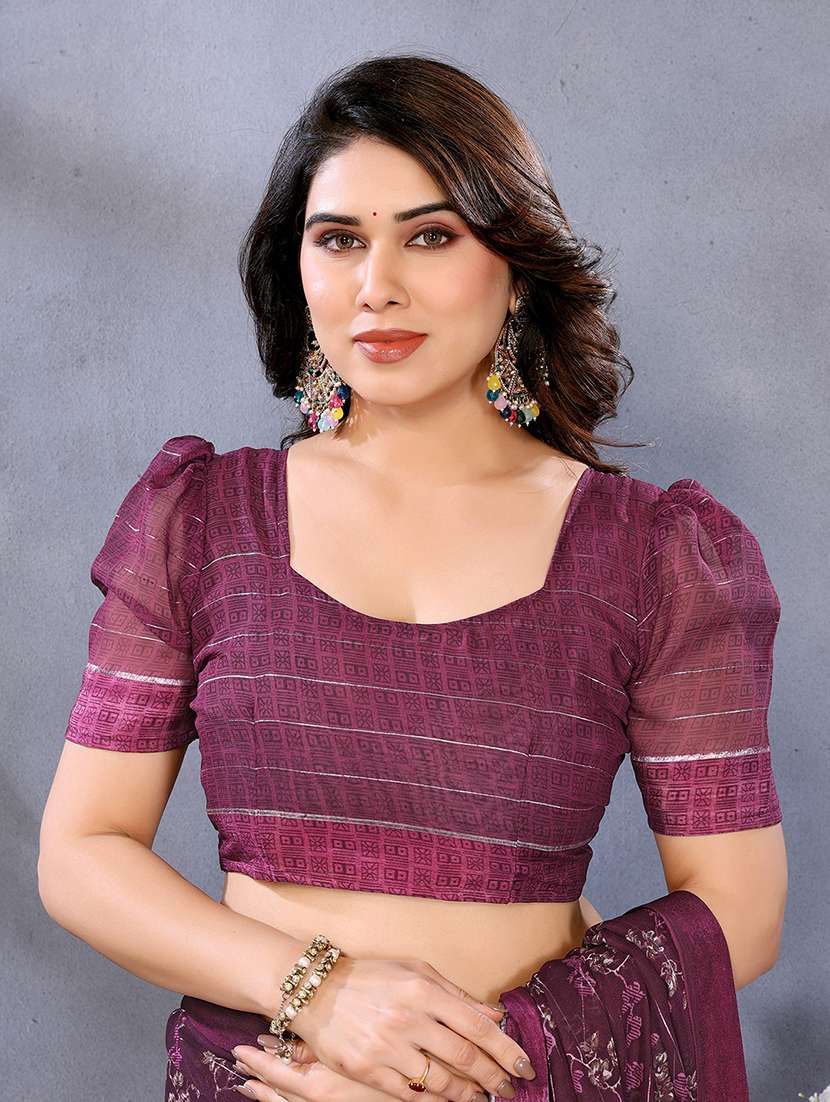 women printed casual wear saree with blouse - 22068102 -  Standard Image - 5