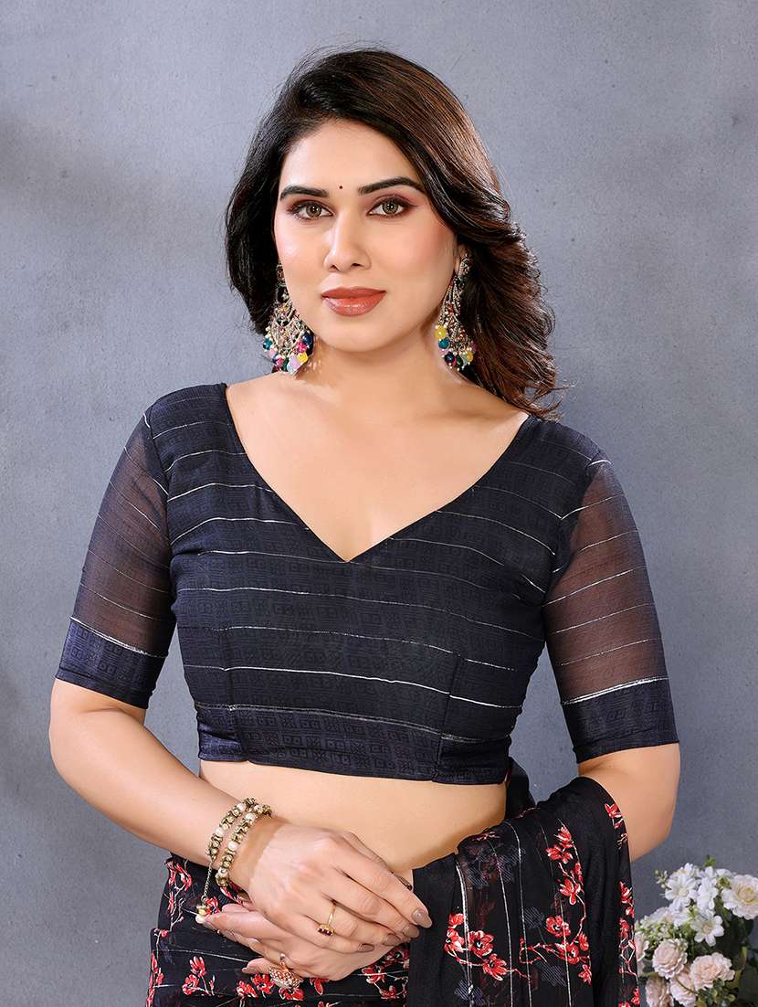 women printed casual wear saree with blouse - 22068103 -  Standard Image - 5