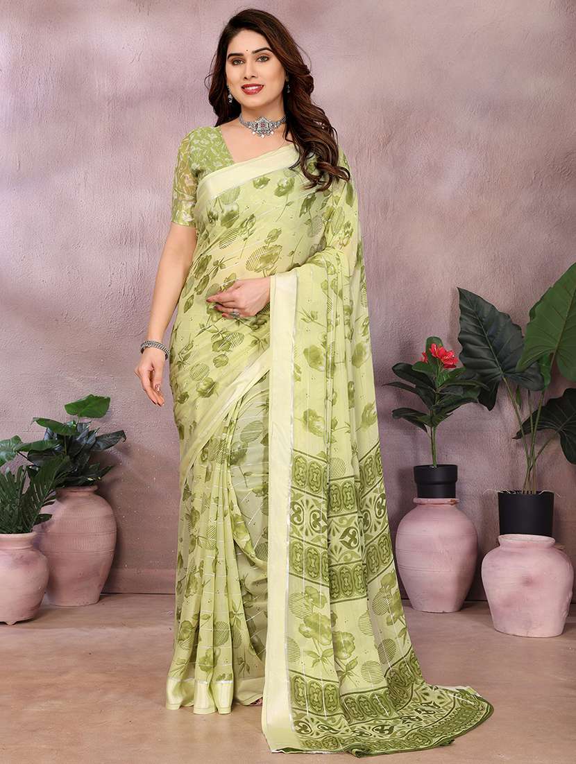 women printed casual wear saree with blouse