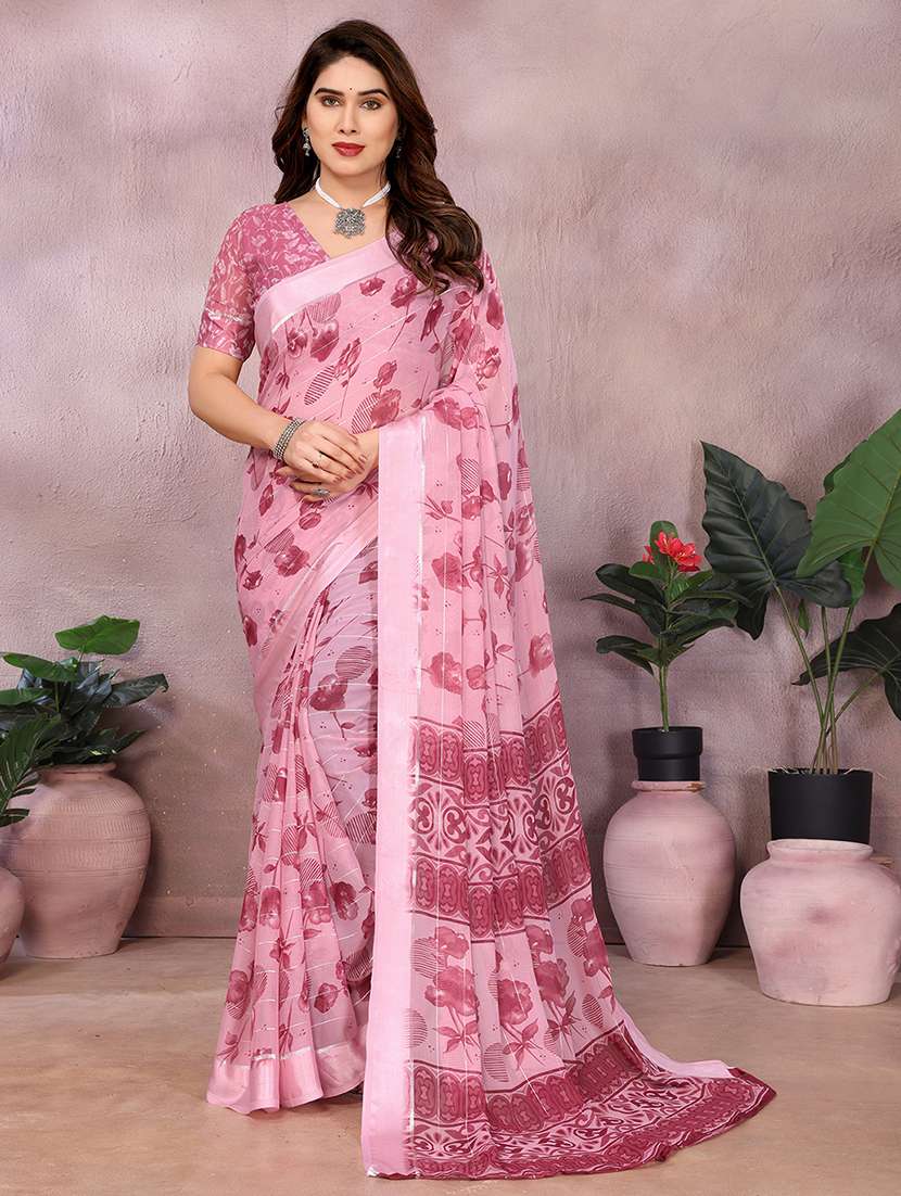 women printed casual wear saree with blouse