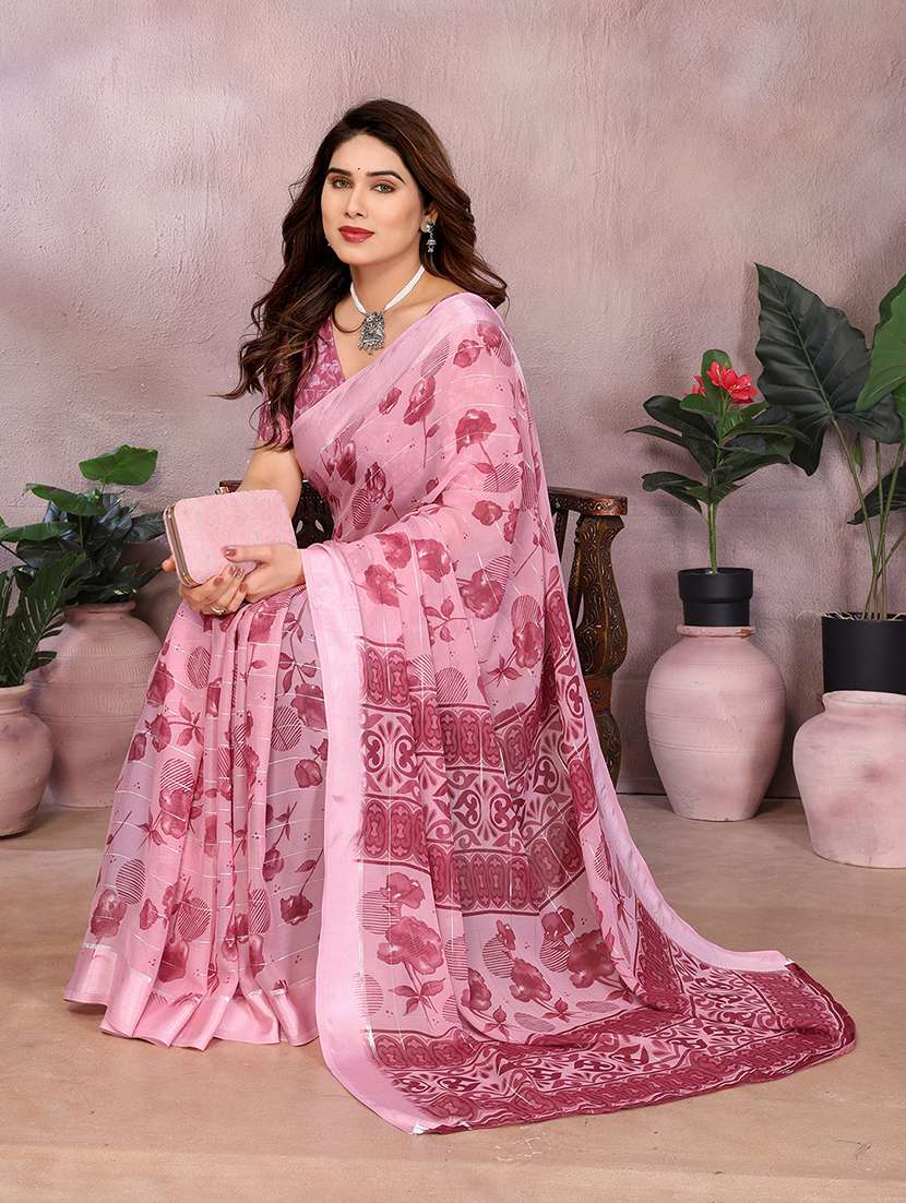 women printed casual wear saree with blouse - 22068108 -  Standard Image - 5