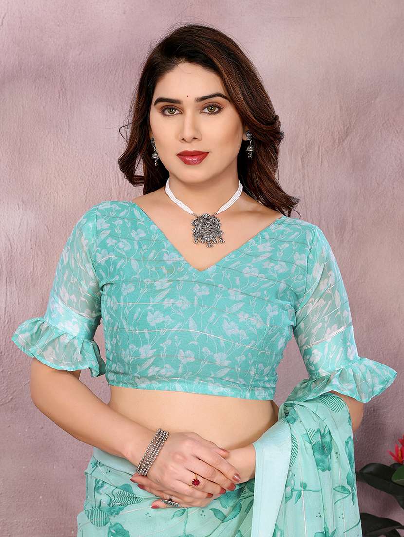 women printed casual wear saree with blouse - 22068109 -  Standard Image - 5