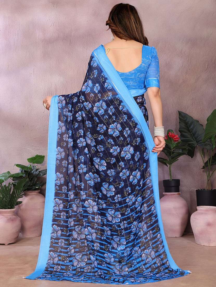 women printed casual wear saree with blouse - 22068112 -  Standard Image - 3