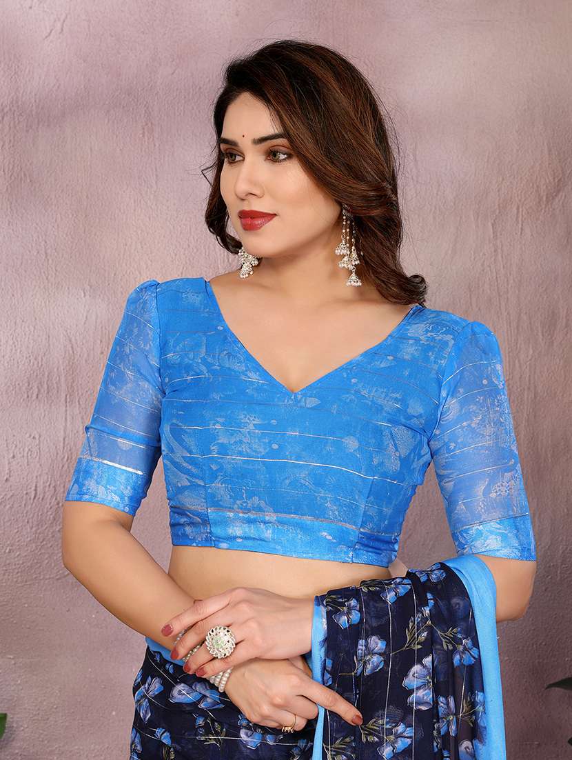 women printed casual wear saree with blouse - 22068112 -  Standard Image - 5