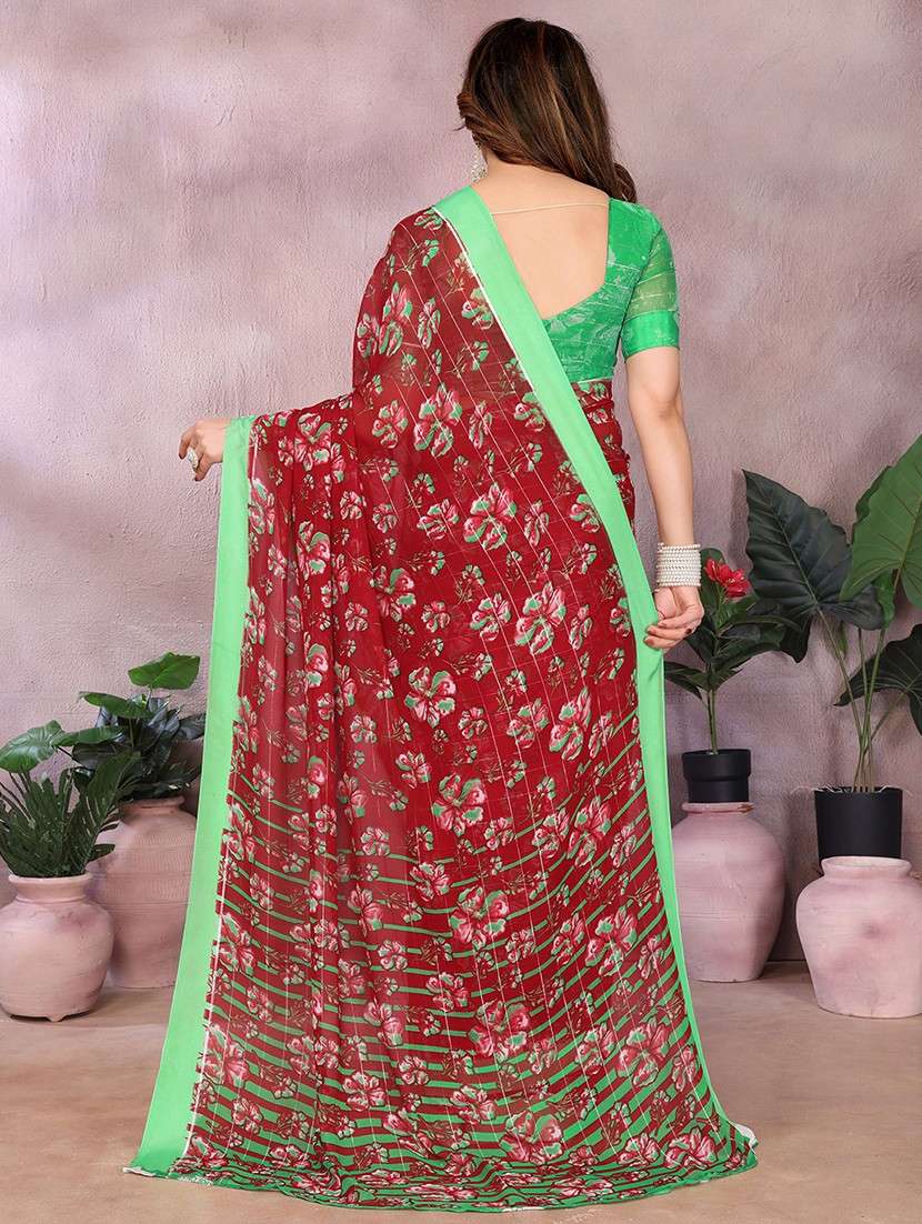 women printed casual wear saree with blouse - 22068113 -  Standard Image - 3