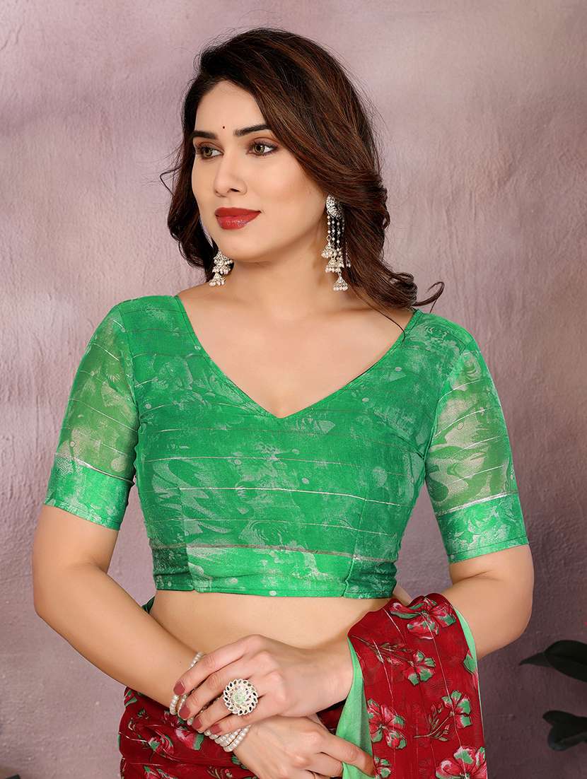 women printed casual wear saree with blouse - 22068113 -  Standard Image - 5