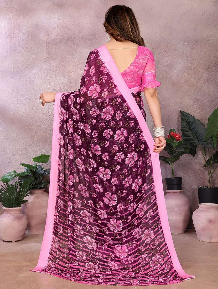 women printed casual wear saree with blouse - 22068114 -  Standard Image - 3