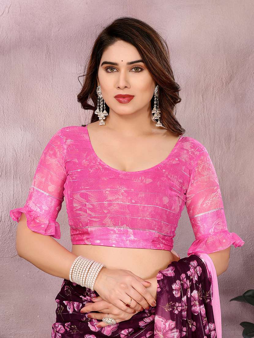 women printed casual wear saree with blouse - 22068114 -  Standard Image - 5